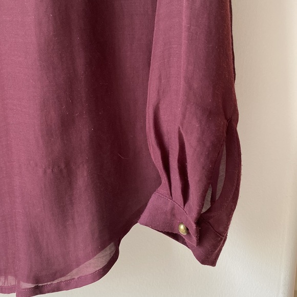 LOFT burgundy button-up blouse - Picture 6 of 6